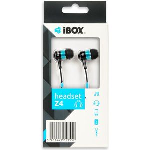 iBox Z4 - øreproptelefoner med mik. (Geen ruisonderdrukking, Bedraad), Koptelefoon, Blauw, Zwart