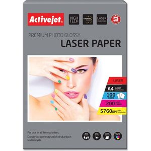 Activejet - AP4-200G100L - Fotopapier - Wit - Glanzend - 200 g/m² - A4 - 100 vellen