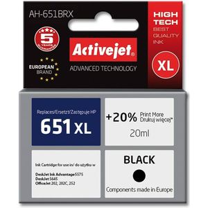 Activejet AH-651BRX inkt (vervanging HP 651 C2P10AE, Premium, 20 ml, zwart)