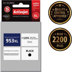 Activejet - Inktcartridge - AH-953BRX (BK) - Zwart - Europese Componenten