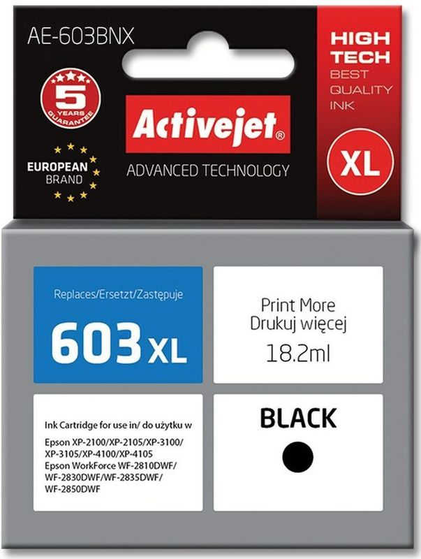 Activejet AE-603BNX inkt (vervanging Epson 603XL T03A14; Supreme; 18,2 ml; zwart)