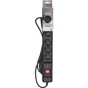 ActiveJet COMBO 6GN 3M Black Power Strip met snoer.