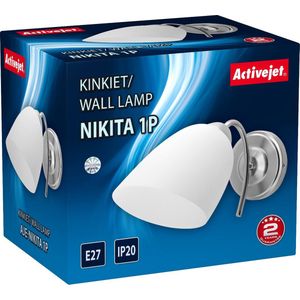 Activejet Klassieke enkele wandlamp NIKITA nikkel E27 voor de woonkamer