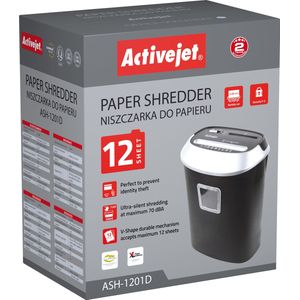 Activejet ASH-2502C papiervernietiger Kruisversnippering 60 dB 22,8 cm Zwart, Zilver