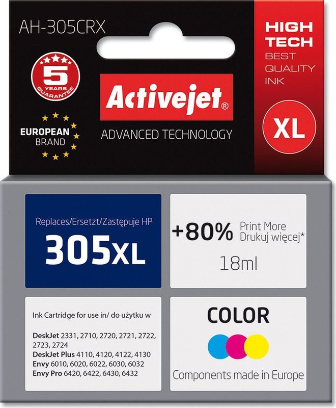Activejet AH-305CRX inktcartridge 1 stuk(s) Compatibel Hoog (XL) rendement Cyaan, Magenta, Geel