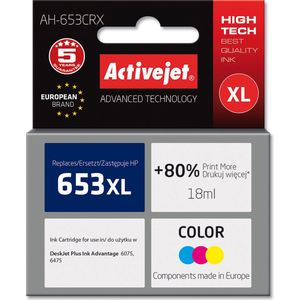 Activejet AH-653CRX inkt voor HP printers; Vervanging HP 653XL 3YM74AE; Premium; 320 pagina's; kleur