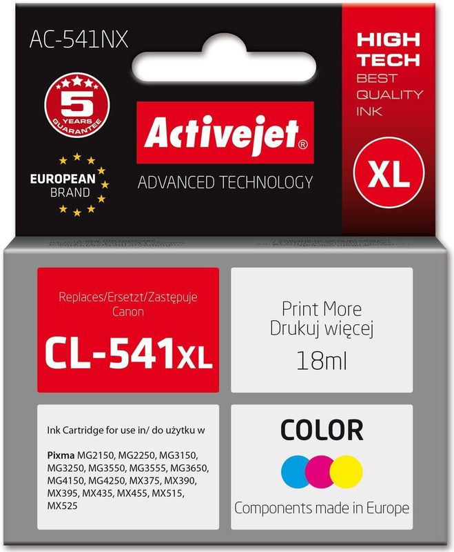 Activejet - AC-541NX - Inkt - Blauw Geel Rood - 18 ml