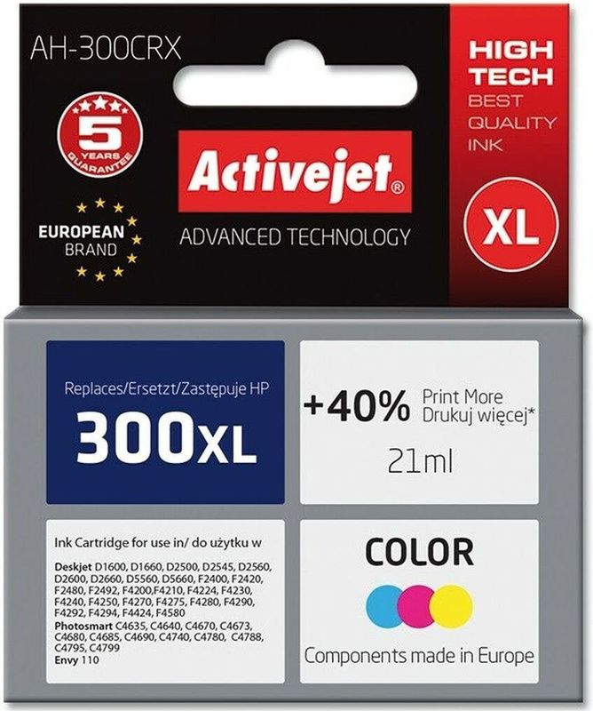 Activejet AH-300CRX inkt (vervanging HP 300XL CC644EE; Premium; 21 ml; kleur)