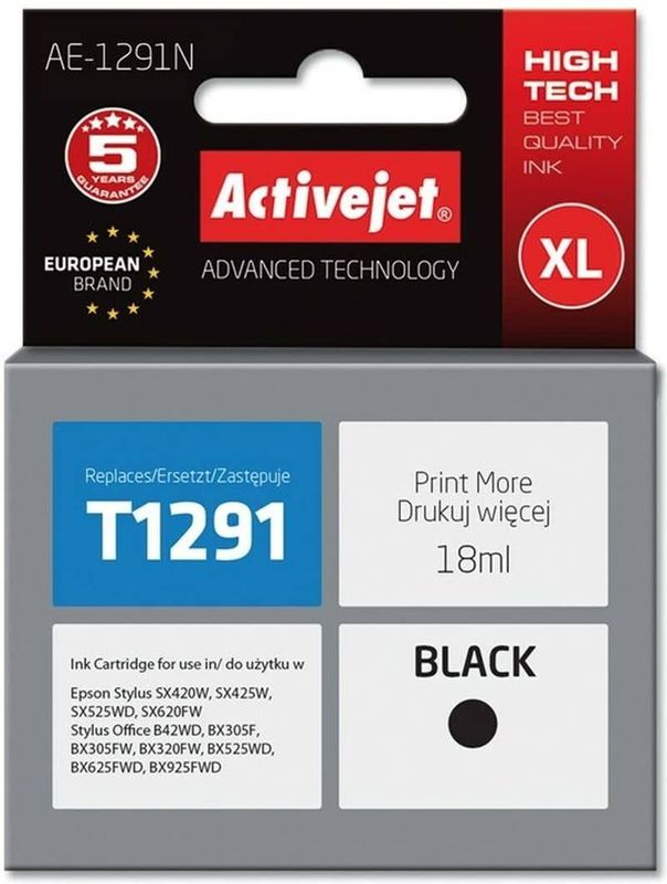 Activejet - AE-1291N - Inktcartridge - Zwart - Compatibel - Hoog rendement
