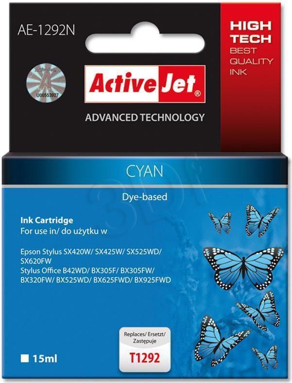 Activejet - AE-1292N - Inktcartridge - Compatibel - Hoog rendement - Kleur C