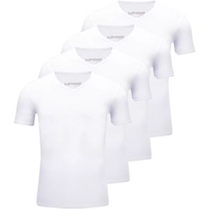 Apollo Bamboo T-shirts heren Basic Wit - 4 Witte Bamboe t-shirts met V-neck