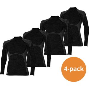 Heatkeeper Thermoshirt Lange Mouw Heren Premium 4-pack Zwart Melange-M