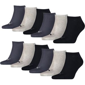 Puma - Sneakersokken Plain - 12-pack - Zwart / Wit / Grijs - Katoen