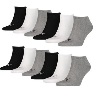Puma - Sneakersokken Plain - 12-pack - Zwart / Wit / Grijs