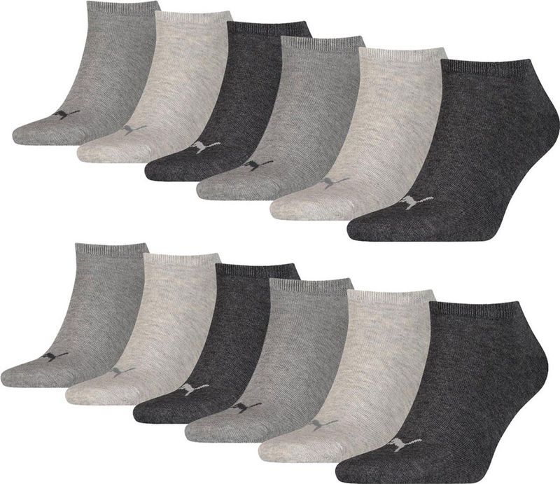 Puma - Sneakersokken Plain - Antraciet Melange - 12-pack