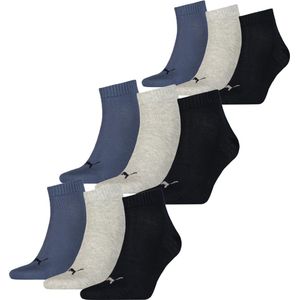 Puma - Quarter Sokken - Zwart / Wit / Grijs - 9-pack