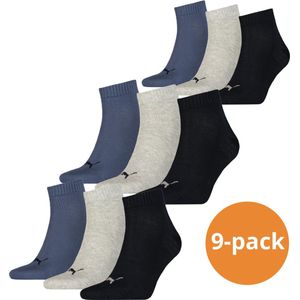 Puma - Quarter Sokken - Zwart / Wit / Grijs - 9-pack