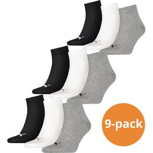 Puma - Quarter Sokken - Zwart / Wit / Grijs - 9-pack