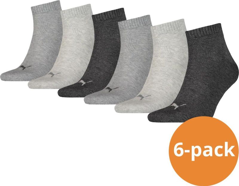 Puma - Quarter Sokken - Antraciet Melange - 6-pack