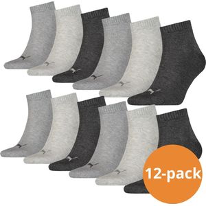 Puma - Quarter Sokken - Antraciet Melange - 12-pack