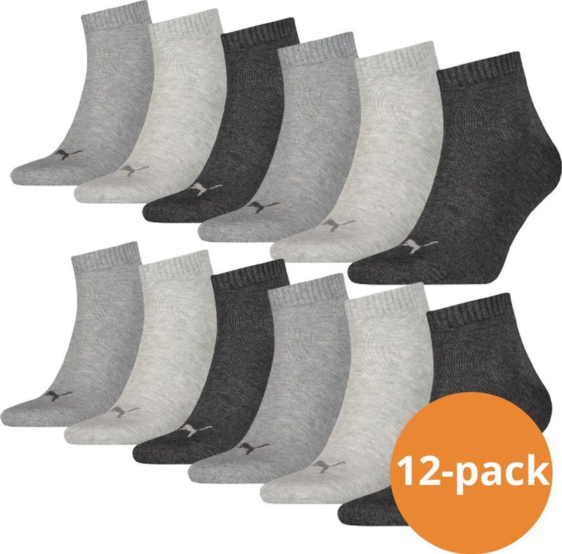 Puma - Quarter Sokken - Antraciet Melange - 12-pack