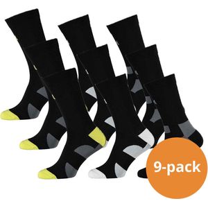 Xtreme Sockswear Fietssokken Crew - 9 Paar Zwarte Fiets Sokken - Hoog Model