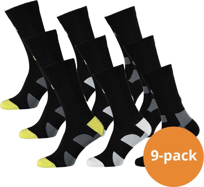 Xtreme Sockswear Fietssokken Crew - 9 Paar Zwarte Fiets Sokken - Hoog Model
