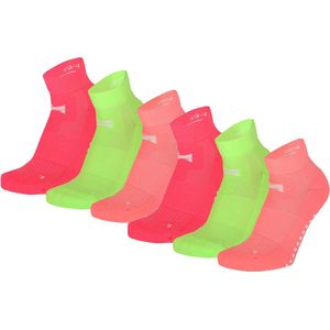 Xtreme Yoga Sokken Neon Roze / Groen / Oranje - 6 paar - Pilates sokken - Antislip - Anatomisch voetbed - Maat 35/38