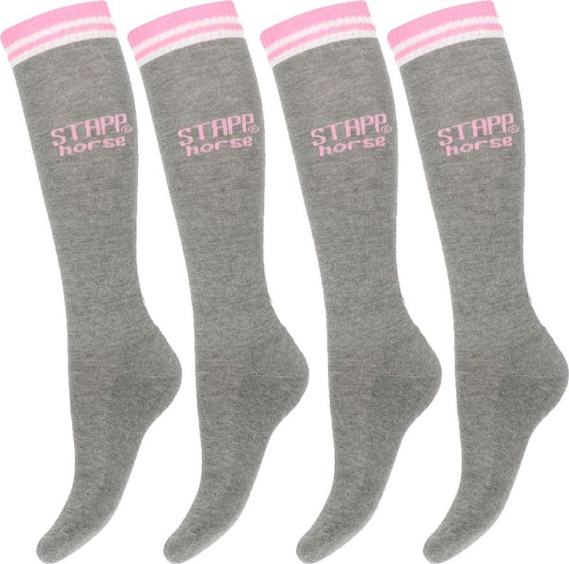 STAPP Horse - Born To Ride - Paardrijsokken - Grijs - 4 paar Ruitersokken