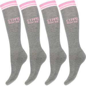 STAPP Horse - Born To Ride - Paardrijsokken - Grijs - 4 paar Ruitersokken