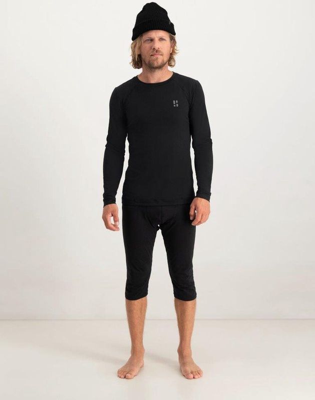 Poederbaas - Thermoset Lightweight - Thermokleding - Zwart - Thermoshirt + Thermolegging 3/4 lengte