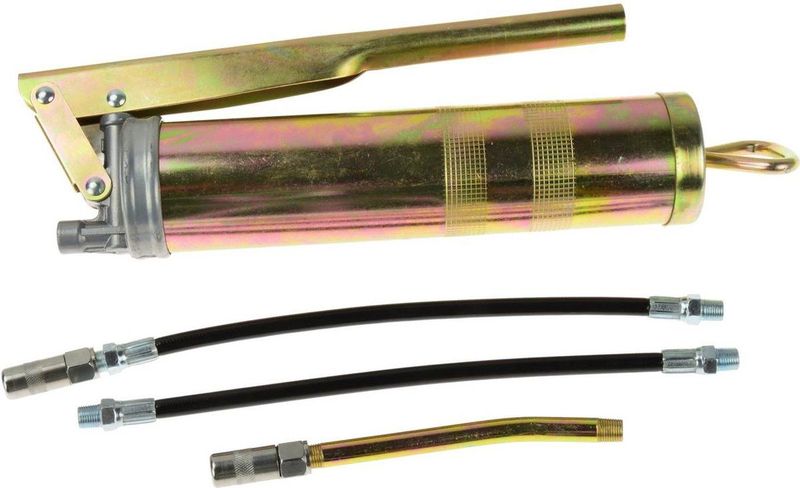 GEKO Vetsmeerpistool - Zink Geplateerd - 400 ml - Inclusief Slangen en Koppeling