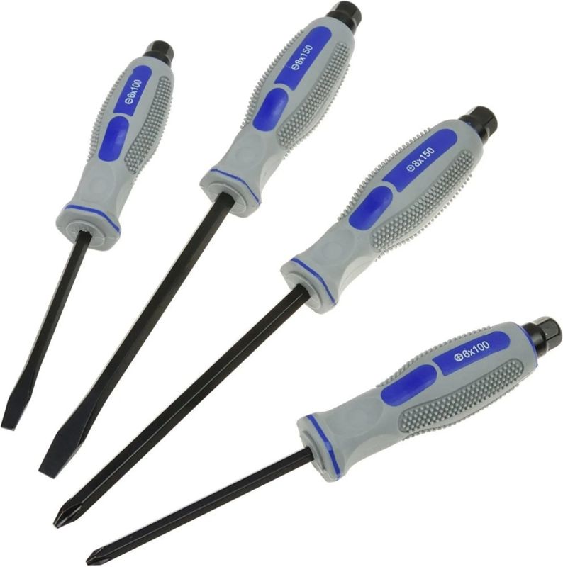 GEKO - Slotted Screwdrivers Set - 4 Stuks - Chromium-Vanadium Staal