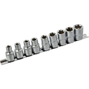 GEKO Torx dopsleutelset - CrV staal - 10-delig - E10-E24 - 1/2"" aansluiting