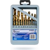 GEKO Titanium gecoate metaalborenset - 19 stuks - 1-10 mm - HSS staal