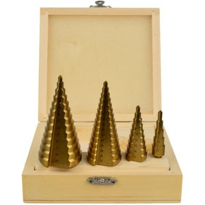 GEKO Stepboor set - Titanium coating - 4 stuks - Ø4-39 mm - HSS staal