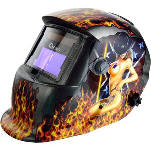 GEKO Lashelm Laskap Automatisch - Professioneel Dimmende Lichtfilter PROFI-FLAME - Orange Zwart