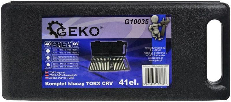 GEKO - 41-delige Bitset - Chroom Vanadium - Hex Spline & Star Bits