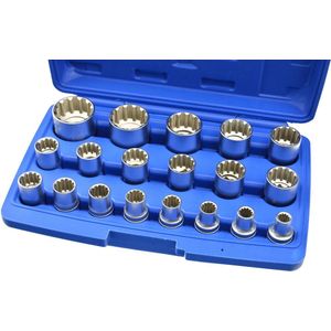 GEKO Dopsleutelset - 19-delig - 8-32 mm - Duurzaam Chroom Vanadium - Geschikt voor 6 en 12 punt inserts
