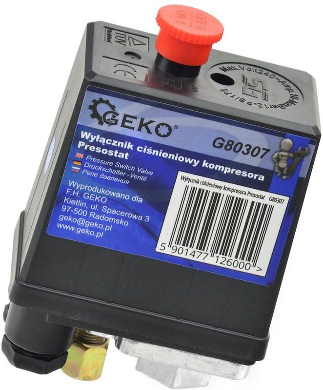 GEKO - Drukschakelaar - voor Luchtcompressoren - 3 tot 12 Bar - Hoogwaardige Materialen