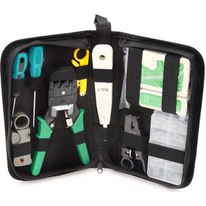 GEKO - Network Cable Repair Maintenance Tool Kit Set RJ45 - Netwerkonderhoudsset - Compleet Gereedschap - Inclusief RJ45 Tester - Handige Opbergetui