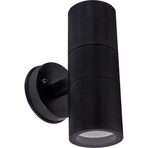 Gordon Dubbele Wandlamp voor aan de buitenmuur | Verlichting bij voordeur | Waterdichte buitenlamp | Spot naar beneden en boven stralend | Kunststof | Zwart