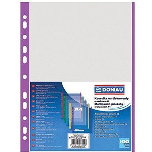 DONAU 1774100PL-23 brochurehoezen, PP, A4, generfd, 40μm, violet rand, 100 stuks Violett Rand