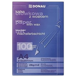 DONAU 1923100PL-23 blauw papier/doorschrijeppapier met wax-coating, A4, 100 vellen, violet