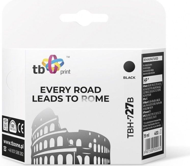 TB Ink TBH-727B (HP No. 27-C8727A) zwart remanufactured