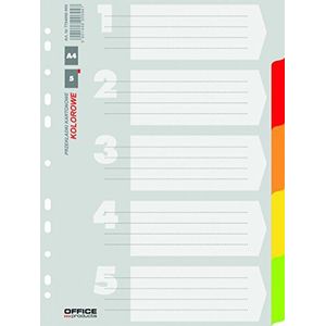 Office Products tabbladen van karton, 5 stuks, 5 + 1 vel, omslag met digitale print, van gerecycled karton, voor DIN A4/11 geperforeerd, voor mappen op kantoor