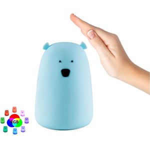 LED Beren Nachtlampje Kinderen – Kinderlampje Beertje – RGB - Met Accu – Oplaadbaar - Tafellamp – Met Druksensor