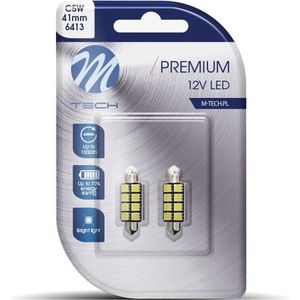 M-Tech LED C5W 12V 41mm - Premium 8x Led diode - Canbus - Wit - Set