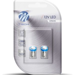 M-Tech LED - BA9s / T4W 12V - Basis 1x Led diode - Blauw - Set