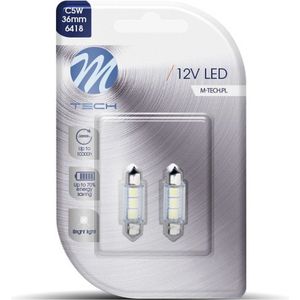 M-Tech LED C5W 12V 36mm - Basis 3x Led diode - Wit - Set